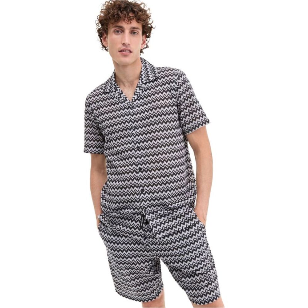 Karl Lagerfeld Mens Zig-Zag Button Up Shirt, NWT